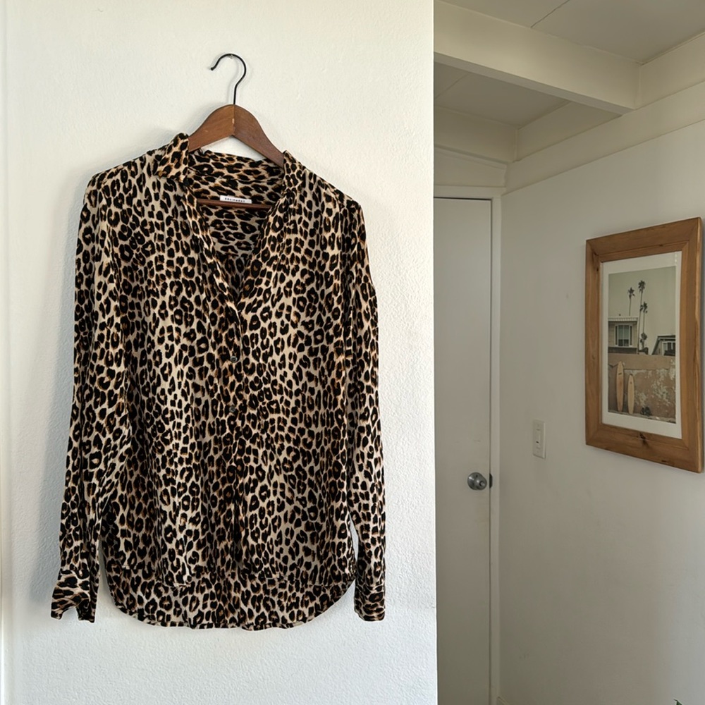Equipment leopard silk button down